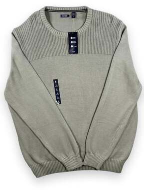 NEW Izod Men's Crewneck Pullover Sweater Light Gray Knit Sweater Ribbed Texture